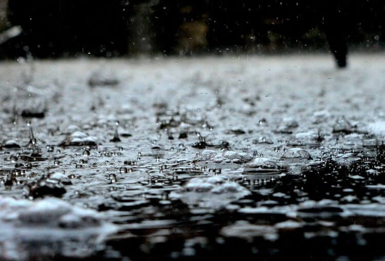 地面を打つ雨水