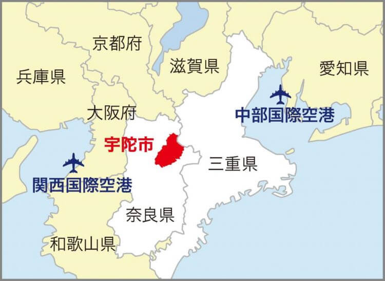 奈良県周辺の地図